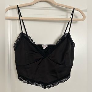 Garage - Black lace trimmed satin cami